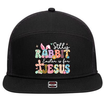 Silly Rabbit Easter Is For Jesus Cute Bunny Christian Faith 7 Panel Mesh Trucker Snapback Hat