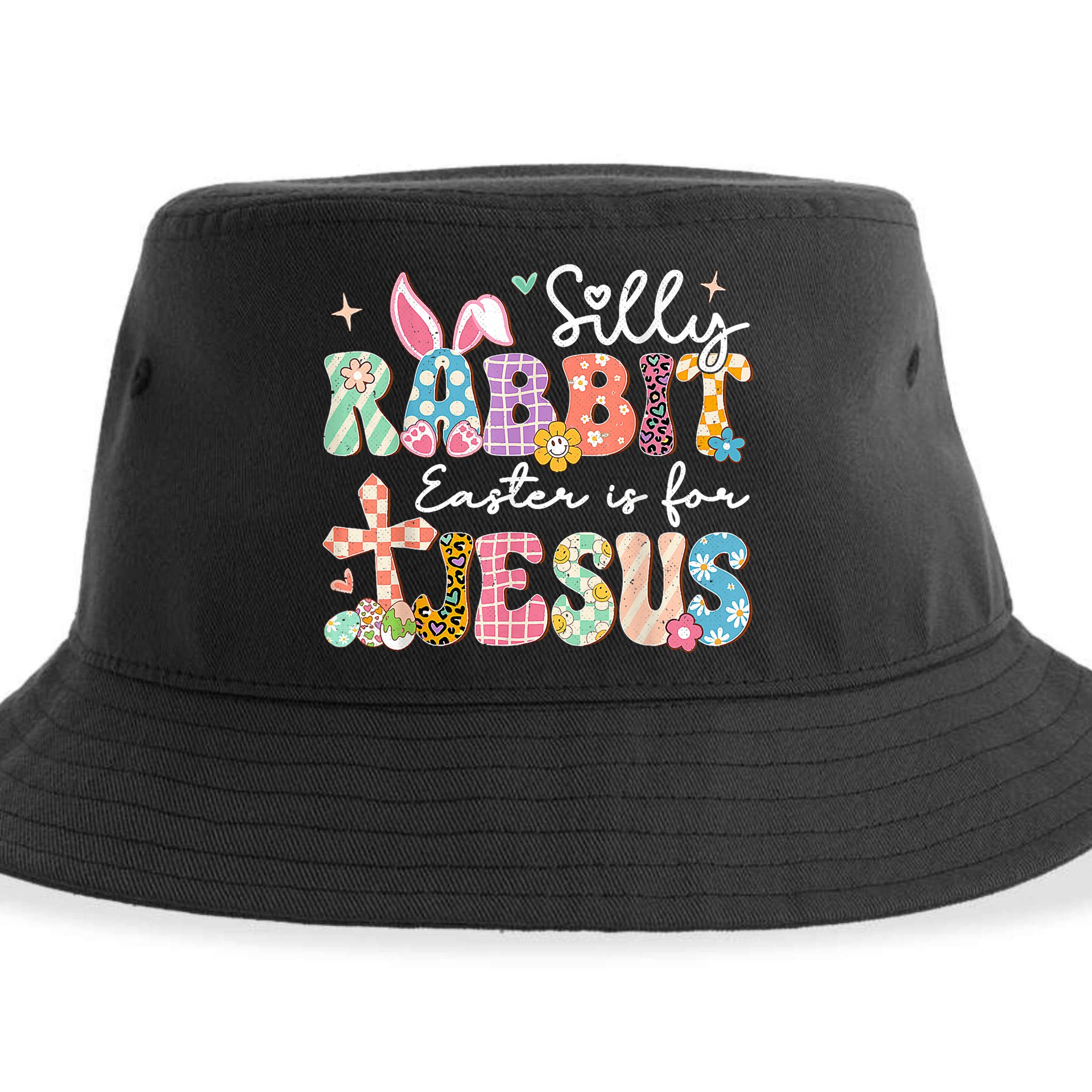 Silly Rabbit Easter Is For Jesus Cute Bunny Christian Faith Sustainable Bucket Hat