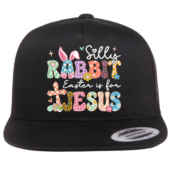 Silly Rabbit Easter Is For Jesus Cute Bunny Christian Faith Flat Bill Trucker Hat