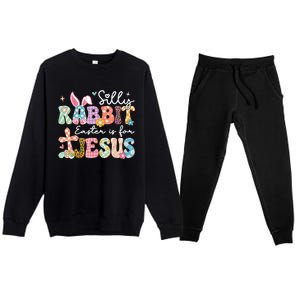 Silly Rabbit Easter Is For Jesus Cute Bunny Christian Faith Premium Crewneck Sweatsuit Set