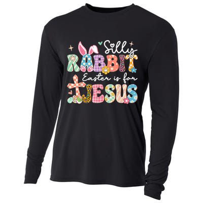 Silly Rabbit Easter Is For Jesus Cute Bunny Christian Faith Cooling Performance Long Sleeve Crew