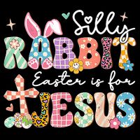 Silly Rabbit Easter Is For Jesus Cute Bunny Christian Faith Cropped Pullover Crew