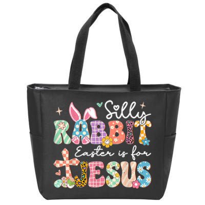 Silly Rabbit Easter Is For Jesus Cute Bunny Christian Faith Zip Tote Bag