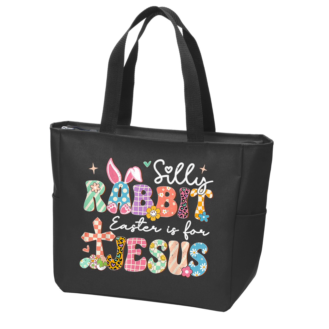 Silly Rabbit Easter Is For Jesus Cute Bunny Christian Faith Zip Tote Bag