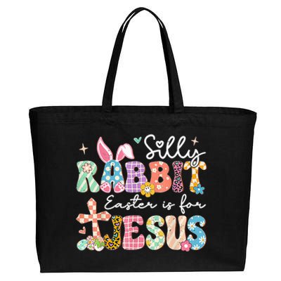 Silly Rabbit Easter Is For Jesus Cute Bunny Christian Faith Cotton Canvas Jumbo Tote