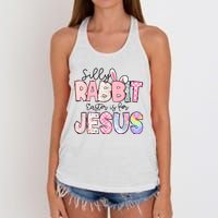 Silly Rabbit Easter Is For Jesus Funny Women's Knotted Racerback Tank