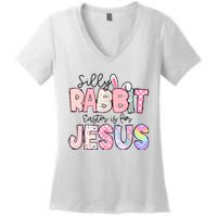 Silly Rabbit Easter Is For Jesus Funny Women's V-Neck T-Shirt