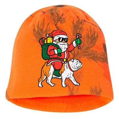 Santa Riding English Bulldog Christmas Xmas Kati - Camo Knit Beanie