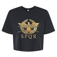 Spqr Roman Empire Standard Eagle Emblem Vintage Gold Shield Bella+Canvas Jersey Crop Tee