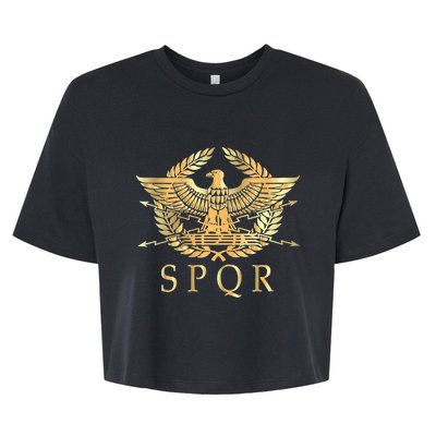 Spqr Roman Empire Standard Eagle Emblem Vintage Gold Shield Bella+Canvas Jersey Crop Tee