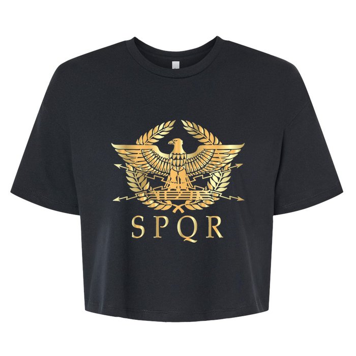 Spqr Roman Empire Standard Eagle Emblem Vintage Gold Shield Bella+Canvas Jersey Crop Tee