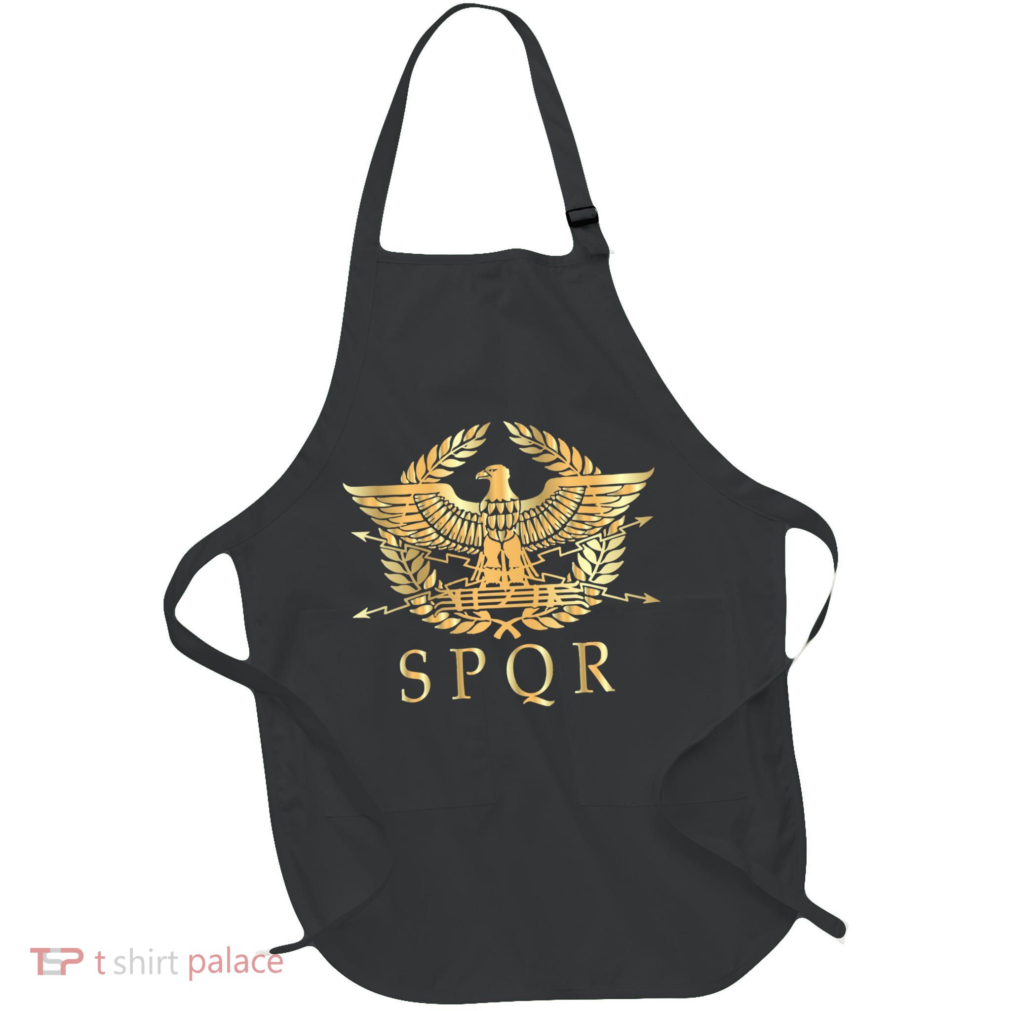Spqr Roman Empire Standard Eagle Emblem Vintage Gold Shield Apron