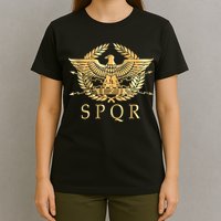 Spqr Roman Empire Standard Eagle Emblem Vintage Gold Shield T-Shirt
