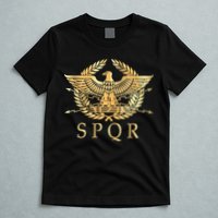 Spqr Roman Empire Standard Eagle Emblem Vintage Gold Shield T-Shirt