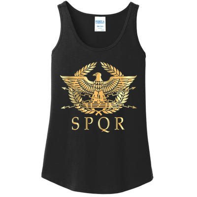 Spqr Roman Empire Standard Eagle Emblem Vintage Gold Shield Ladies Essential Tank