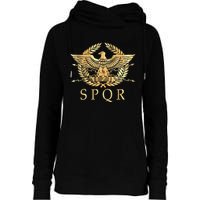 Spqr Roman Empire Standard Eagle Emblem Vintage Gold Shield Womens Funnel Neck Pullover Hood