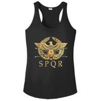 Spqr Roman Empire Standard Eagle Emblem Vintage Gold Shield Ladies PosiCharge Competitor Racerback Tank