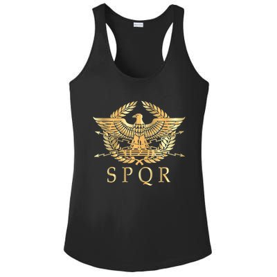 Spqr Roman Empire Standard Eagle Emblem Vintage Gold Shield Ladies PosiCharge Competitor Racerback Tank