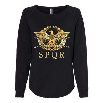 Spqr Roman Empire Standard Eagle Emblem Vintage Gold Shield Womens California Wash Sweatshirt