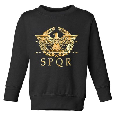 Spqr Roman Empire Standard Eagle Emblem Vintage Gold Shield Toddler Sweatshirt