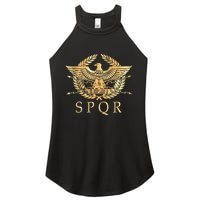 Spqr Roman Empire Standard Eagle Emblem Vintage Gold Shield Women's Perfect Tri Rocker Tank