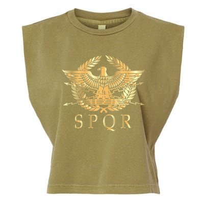 Spqr Roman Empire Standard Eagle Emblem Vintage Gold Shield Garment-Dyed Women's Muscle Tee