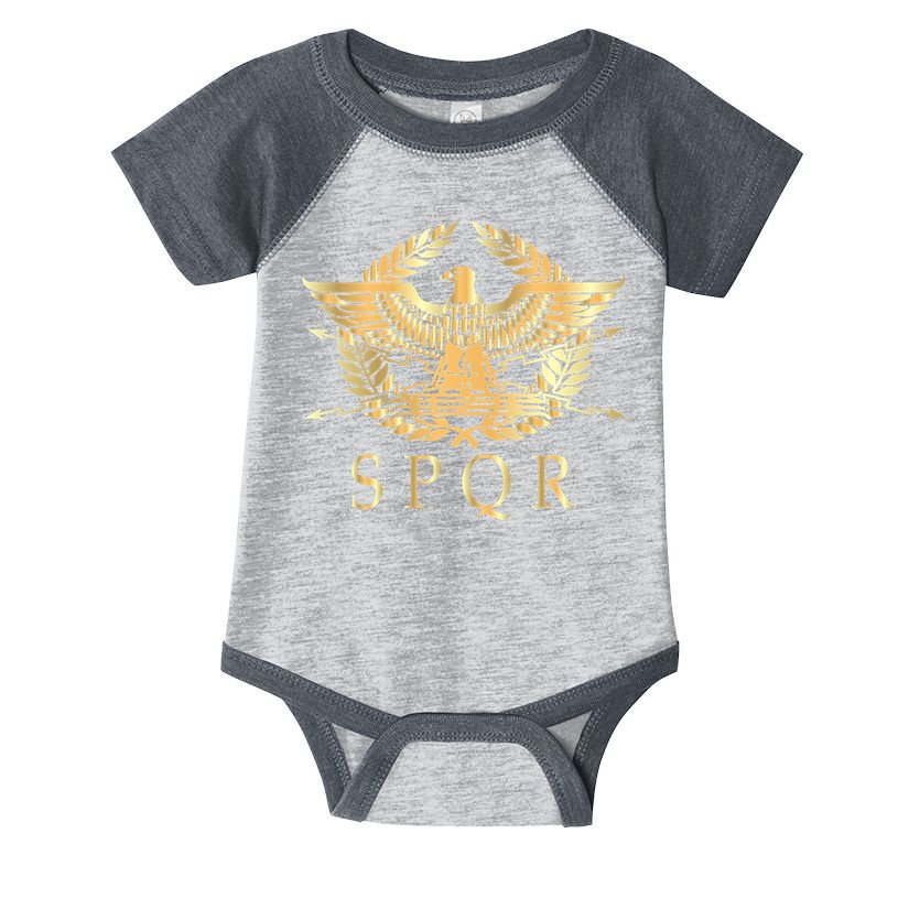 Spqr Roman Empire Standard Eagle Emblem Vintage Gold Shield Infant Baby Jersey Bodysuit