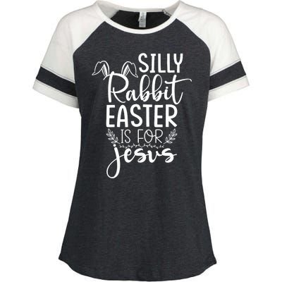 Silly Rabbit Easter Is For Jesus Christian Religious Christ Enza Ladies Jersey Colorblock Tee