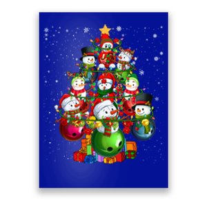 Santa Reindeer Elf Bowling Balls Snow Xmas Tree Player Gift Poster