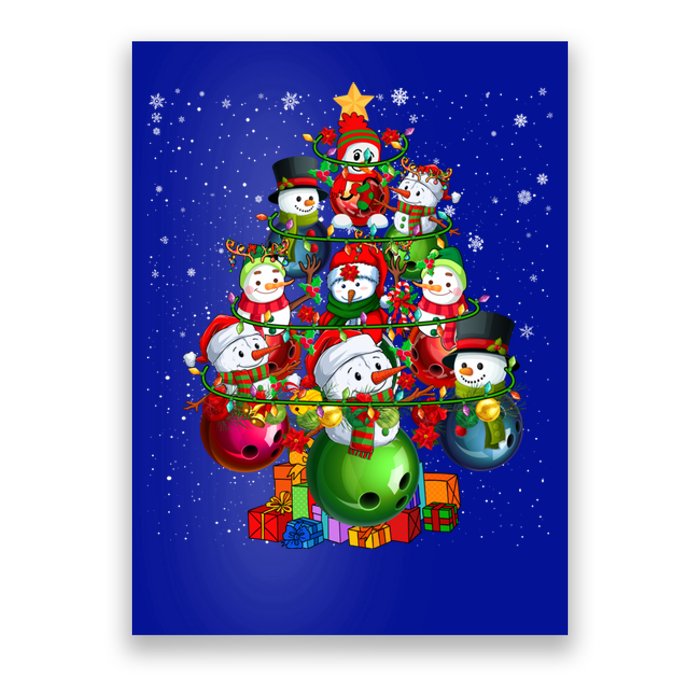 Santa Reindeer Elf Bowling Balls Snow Xmas Tree Player Gift Poster