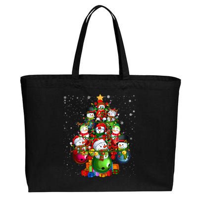 Santa Reindeer Elf Bowling Balls Snow Xmas Tree Player Gift Cotton Canvas Jumbo Tote