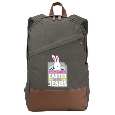 Silly Rabbit Easter Is For Jesus Funny Eggs Cotton Canvas Backpack