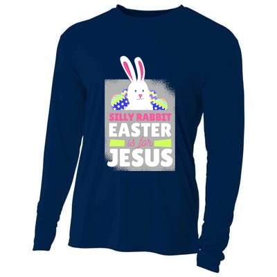 Silly Rabbit Easter Is For Jesus Funny Eggs Cooling Performance Long Sleeve Crew