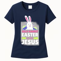 Silly Rabbit Easter Is For Jesus Funny Eggs Womens T-Shirt