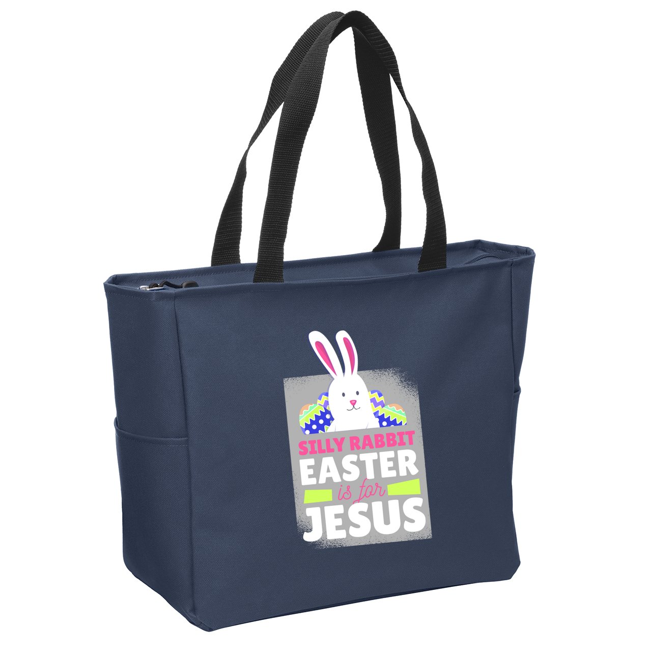 Silly Rabbit Easter Is For Jesus Funny Eggs Zip Tote Bag