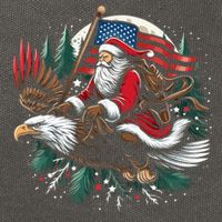 Santa Riding Eagle Usa Flag Christmas Cotton Canvas Backpack