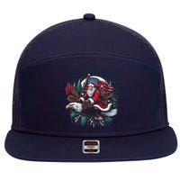 Santa Riding Eagle Usa Flag Christmas 7 Panel Mesh Trucker Snapback Hat