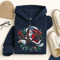 Santa Riding Eagle Usa Flag Christmas Hoodie