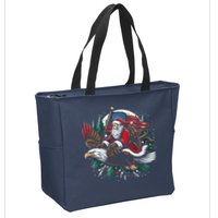 Santa Riding Eagle Usa Flag Christmas Zip Tote Bag
