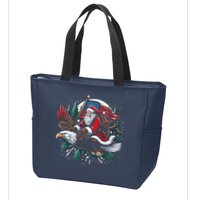 Santa Riding Eagle Usa Flag Christmas Zip Tote Bag
