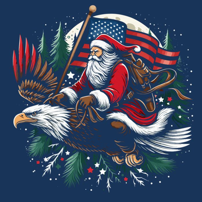 Santa Riding Eagle Usa Flag Christmas Zip Tote Bag