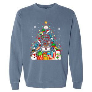 Santa Reindeer Elf Nurse Tools As Christmas Tree Lights Great Gift Garment-Dyed Sweatshirt