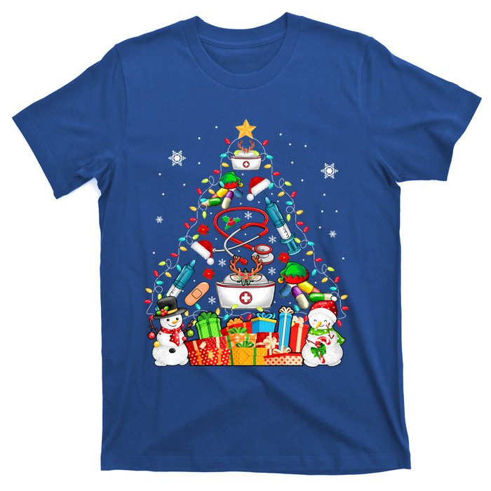 Santa Reindeer Elf Nurse Tools As Christmas Tree Lights Great Gift T-Shirt