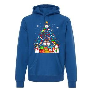 Santa Reindeer Elf Nurse Tools As Christmas Tree Lights Great Gift Premium Hoodie