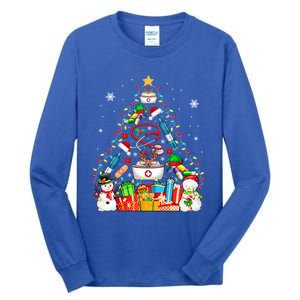 Santa Reindeer Elf Nurse Tools As Christmas Tree Lights Great Gift Tall Long Sleeve T-Shirt