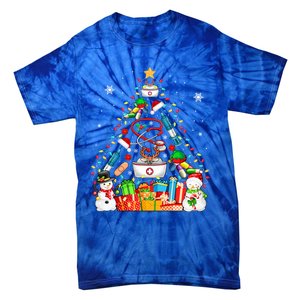 Santa Reindeer Elf Nurse Tools As Christmas Tree Lights Great Gift Tie-Dye T-Shirt