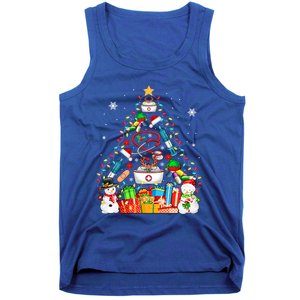 Santa Reindeer Elf Nurse Tools As Christmas Tree Lights Great Gift Tank Top