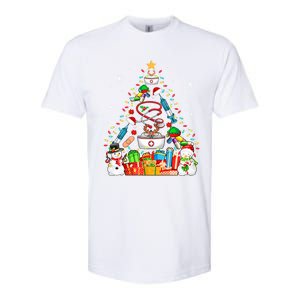 Santa Reindeer Elf Nurse Tools As Christmas Tree Lights Great Gift Softstyle CVC T-Shirt