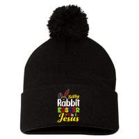 Silly Rabbit Easter Is For Jesus Funny Easter Pom Pom 12in Knit Beanie