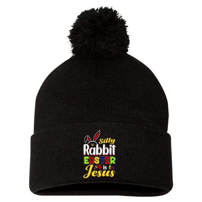 Silly Rabbit Easter Is For Jesus Funny Easter Pom Pom 12in Knit Beanie